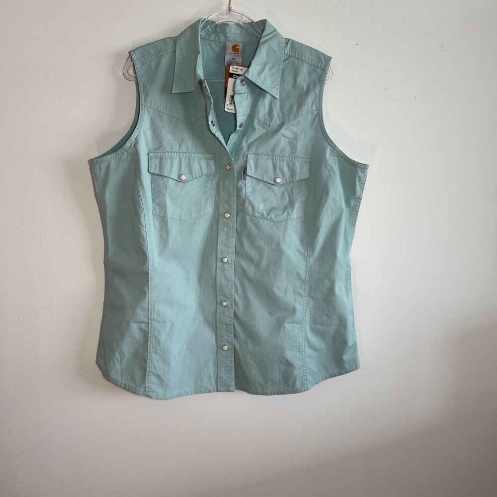 NWT Women's Carhartt Sleeveless top. Pearlized snaps, seamed bodice, size XL - Picture 11 of 11